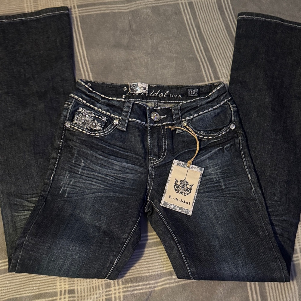 L.A. idol Women's Dark Blue Flare Jeans